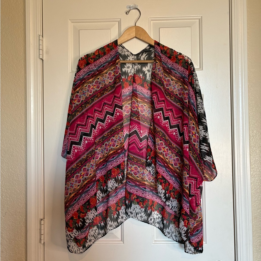 Bohemian Women's Kimono - Pink and Black